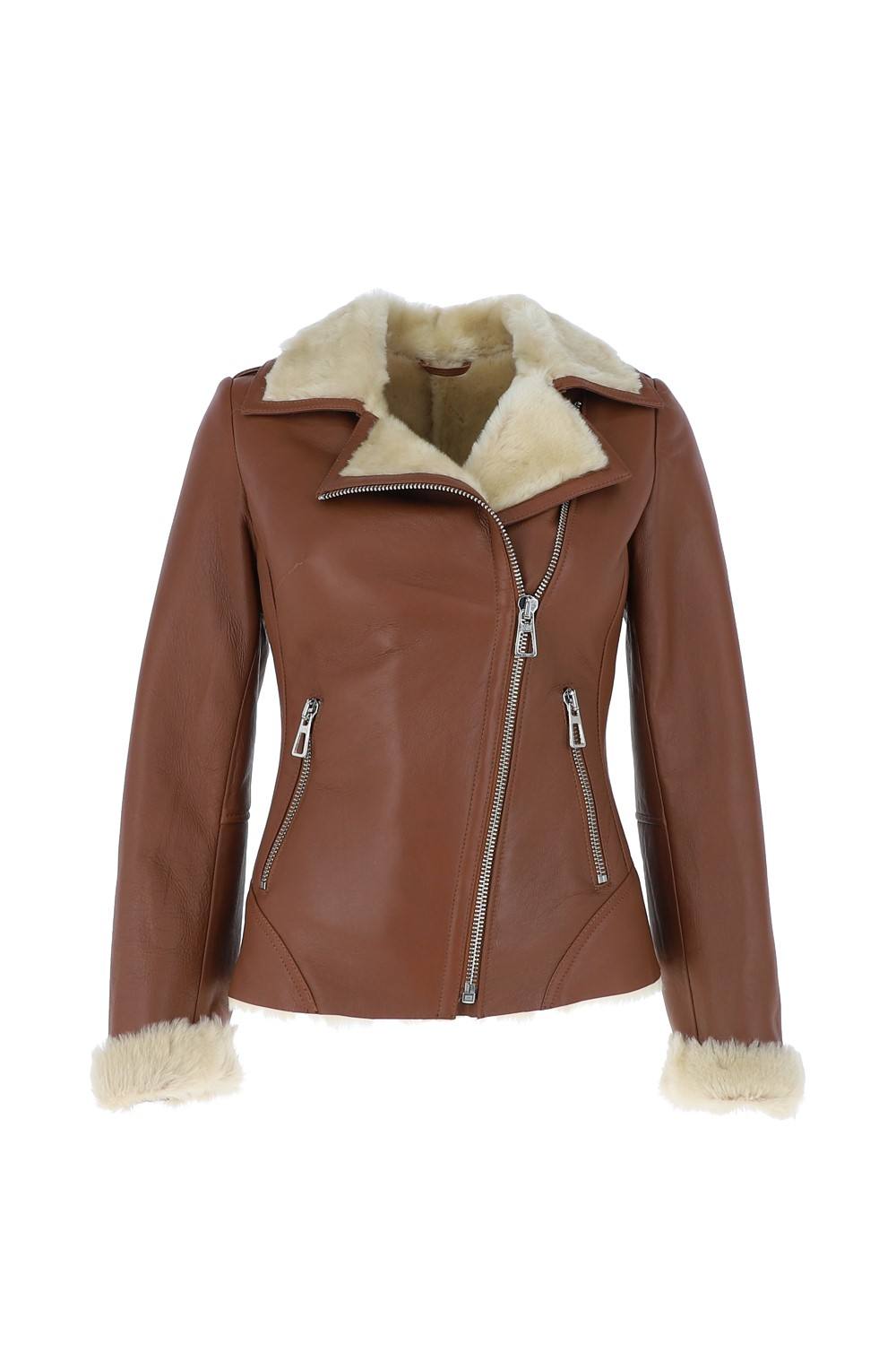 Ashwood Leather Women's 'Alayna' Luxury Shearling Jacket in Tan | Size: 12