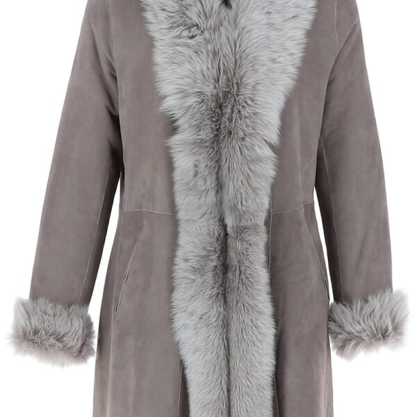 Ashwood Leather Women's Three Quarter Length Toscana Suede Leather Coat in Taupe | Size: 8