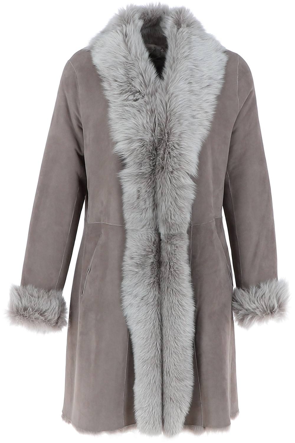 Ashwood Leather Women's Three Quarter Length Toscana Suede Leather Coat in Taupe | Size: 8