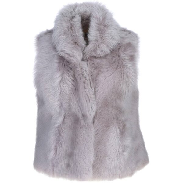 Ashwood Leather Women's 'Lilac' Real Sheepskin Oversized Fluffy Gilet in Lilac | Size: 10