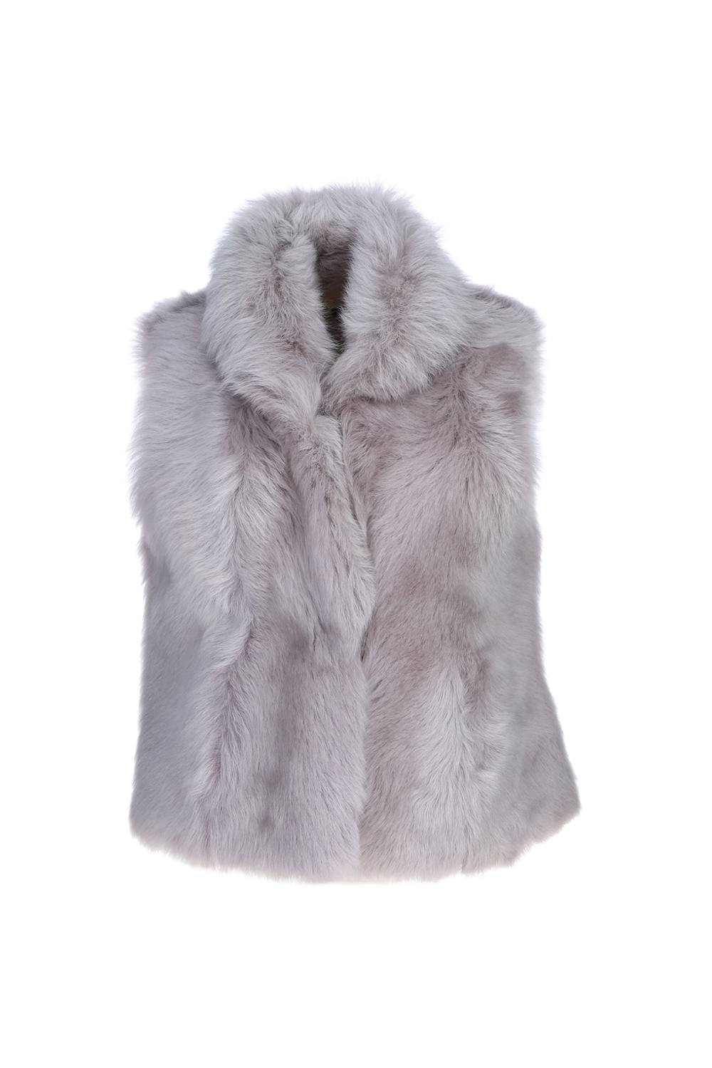 Ashwood Leather Women's 'Lilac' Real Sheepskin Oversized Fluffy Gilet in Lilac | Size: 12
