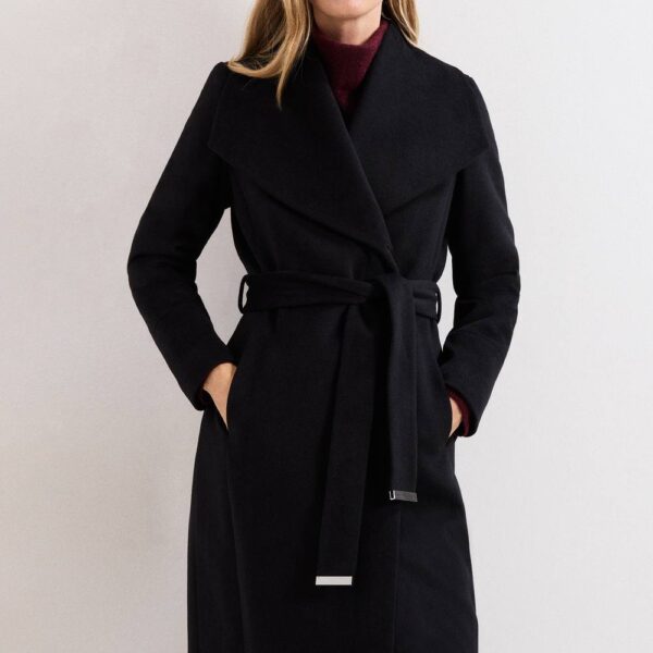 Phase Eight Women's Nicci Belted Wool Coat in Black | Size: 20