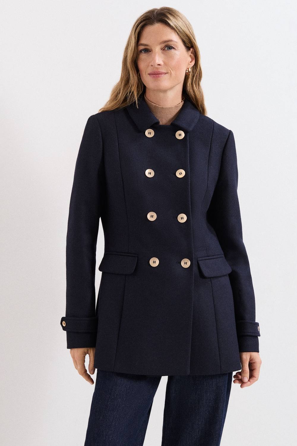 Phase Eight Women's Aurelie Wool Peacoat in Dark Navy | Size: 22
