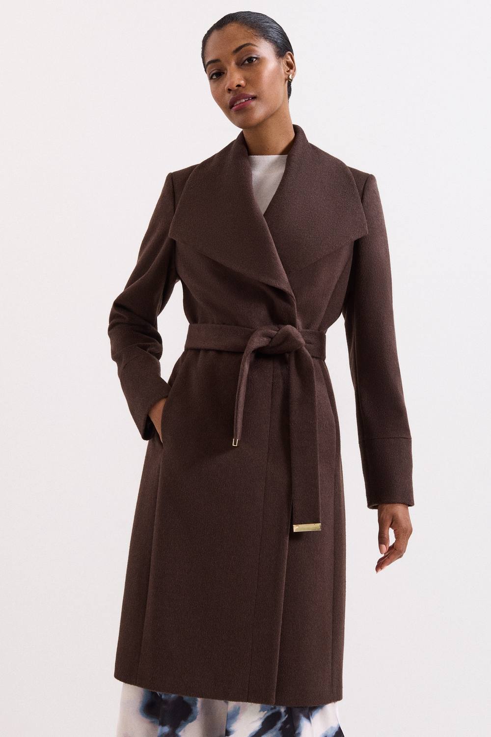 Phase Eight Women's Nicci Belted Coat in Dark Brown | Size: 12