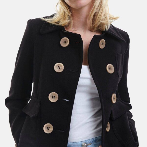 James Lakeland Women's Double Breasted Jacket With Horn Buttons in Black | Size: 20