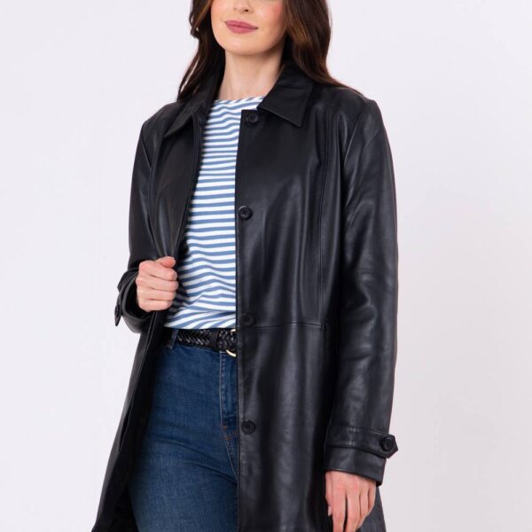 Lakeland Leather Women's 'Bilsco' Longline Leather Jacket in Black | Size: 18