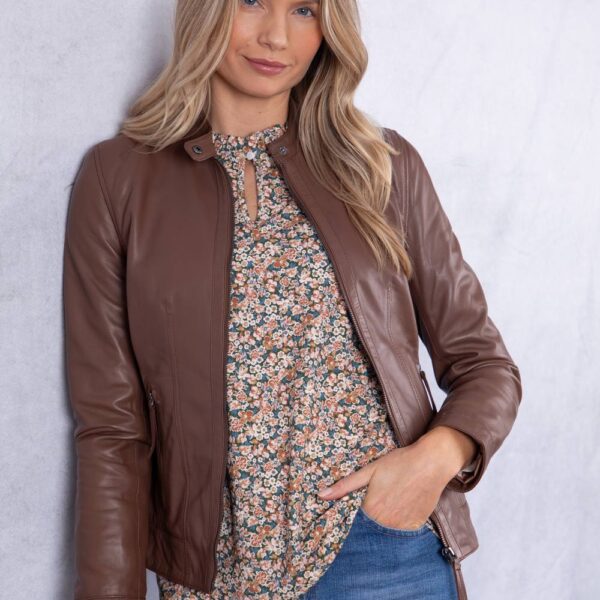 Lakeland Leather Women's Threlkeld' Leather Jacket in Tan | Size: 18
