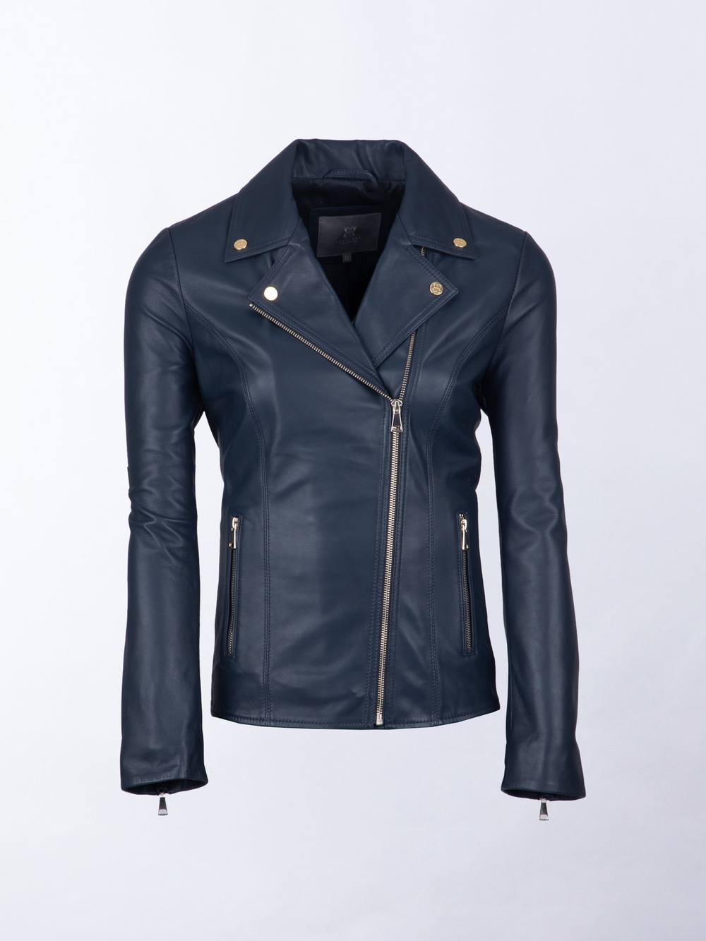 Lakeland Leather Women's 'Knotts' Leather Biker Jacket in Navy | Size: 16