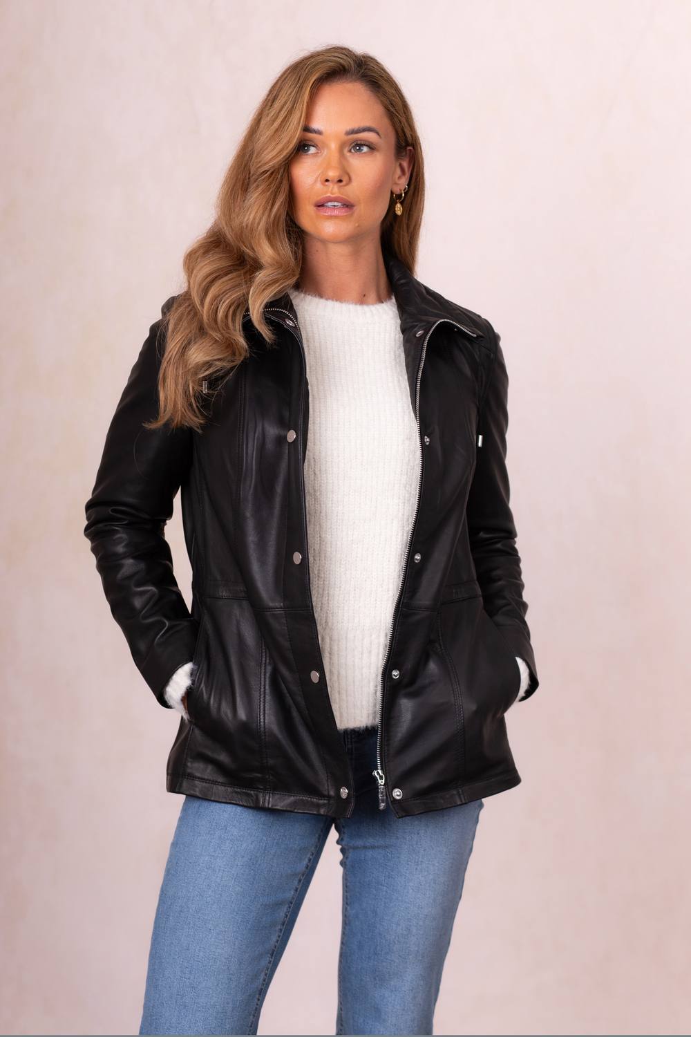 Lakeland Leather Women's 'Leithwaite' Leather Field Jacket in Black | Size: 12