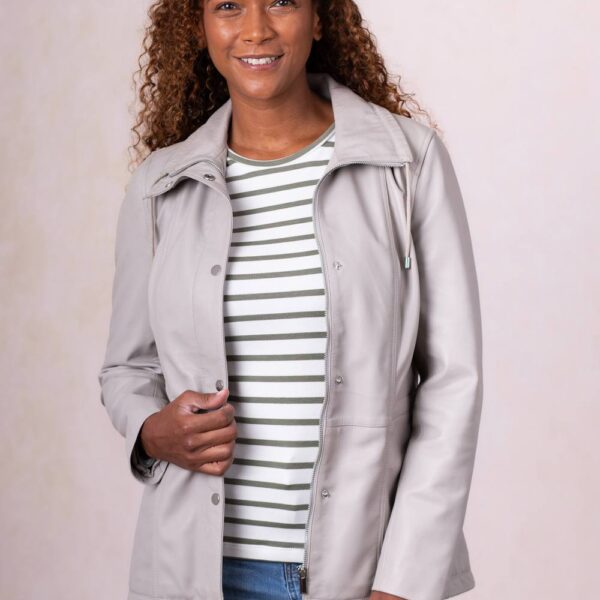 Lakeland Leather Women's 'Leithwaite' Leather Field Jacket in Grey | Size: 14