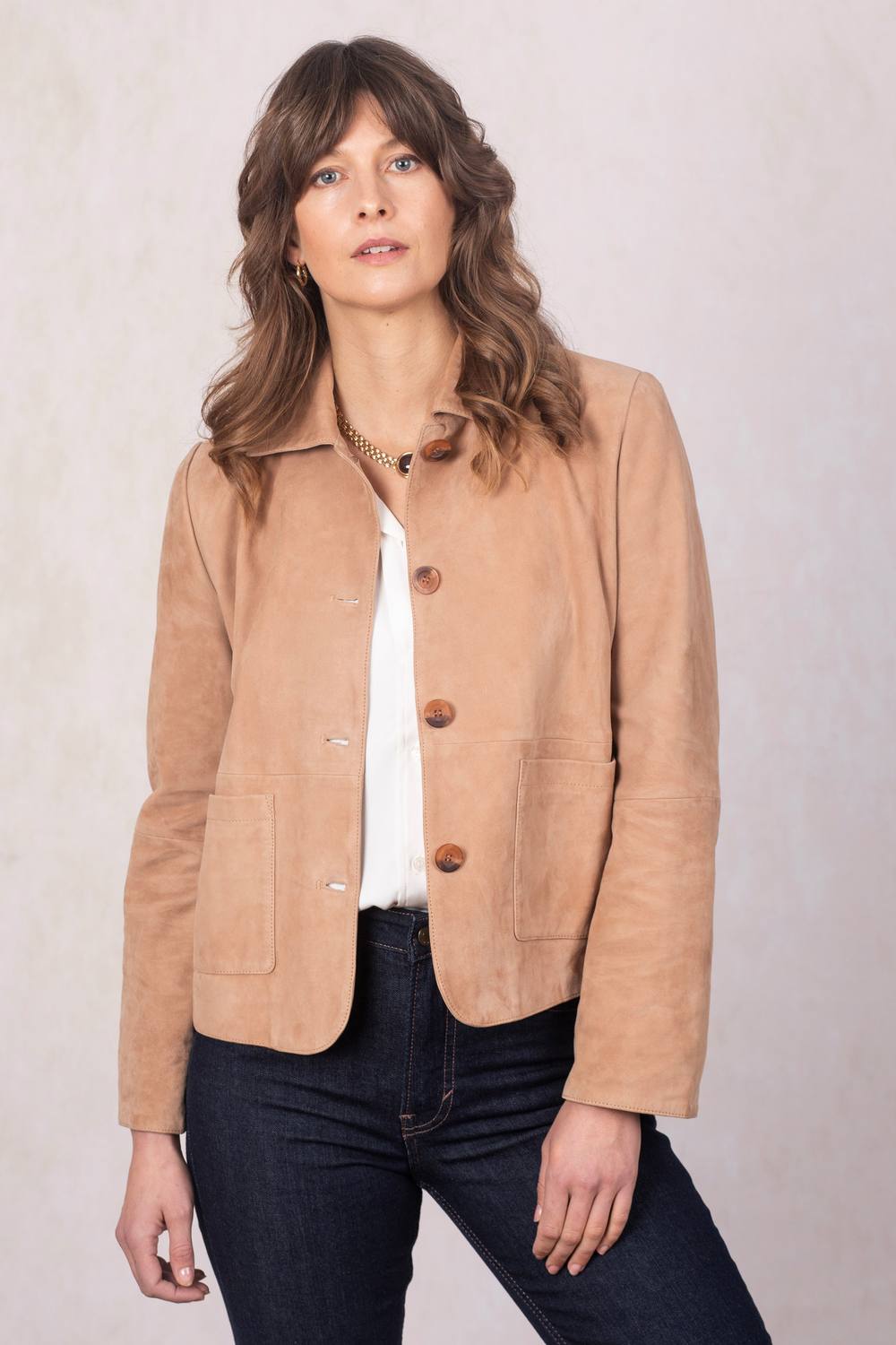 Lakeland Leather Women's 'Miller' Suede Jacket in Light Tan | Size: 10