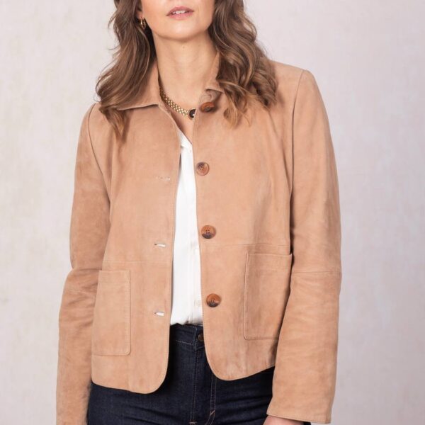 Lakeland Leather Women's 'Miller' Suede Jacket in Light Tan | Size: 14