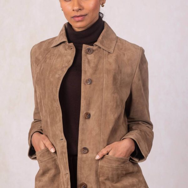 Lakeland Leather Women's 'Milnthorpe' Suede Jacket in Tan | Size: 18