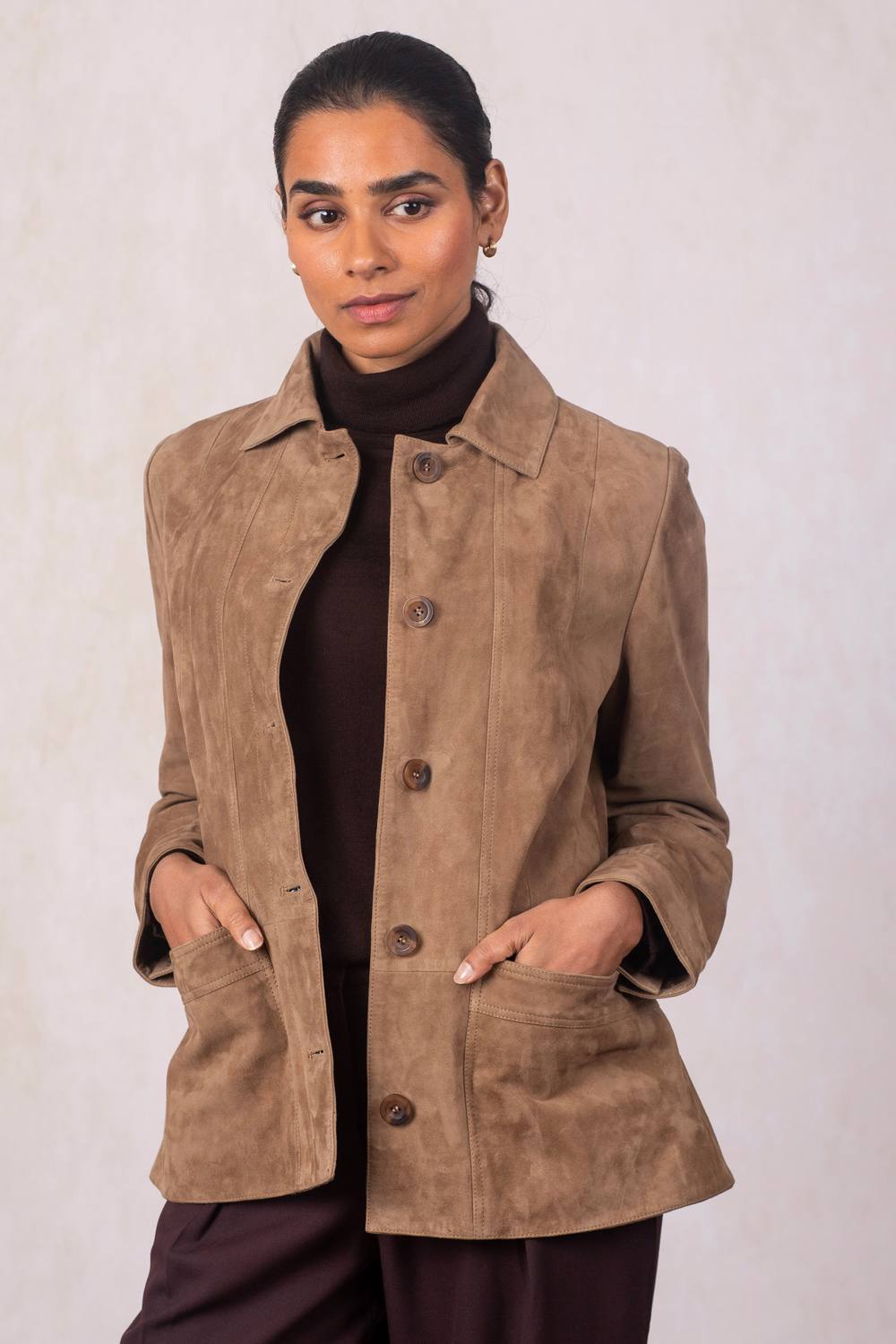 Lakeland Leather Women's 'Milnthorpe' Suede Jacket in Tan | Size: 18