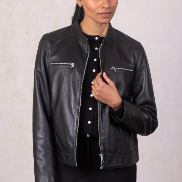Lakeland Leather Women's 'Forswick' Leather Racer Jacket in Black | Size: 18