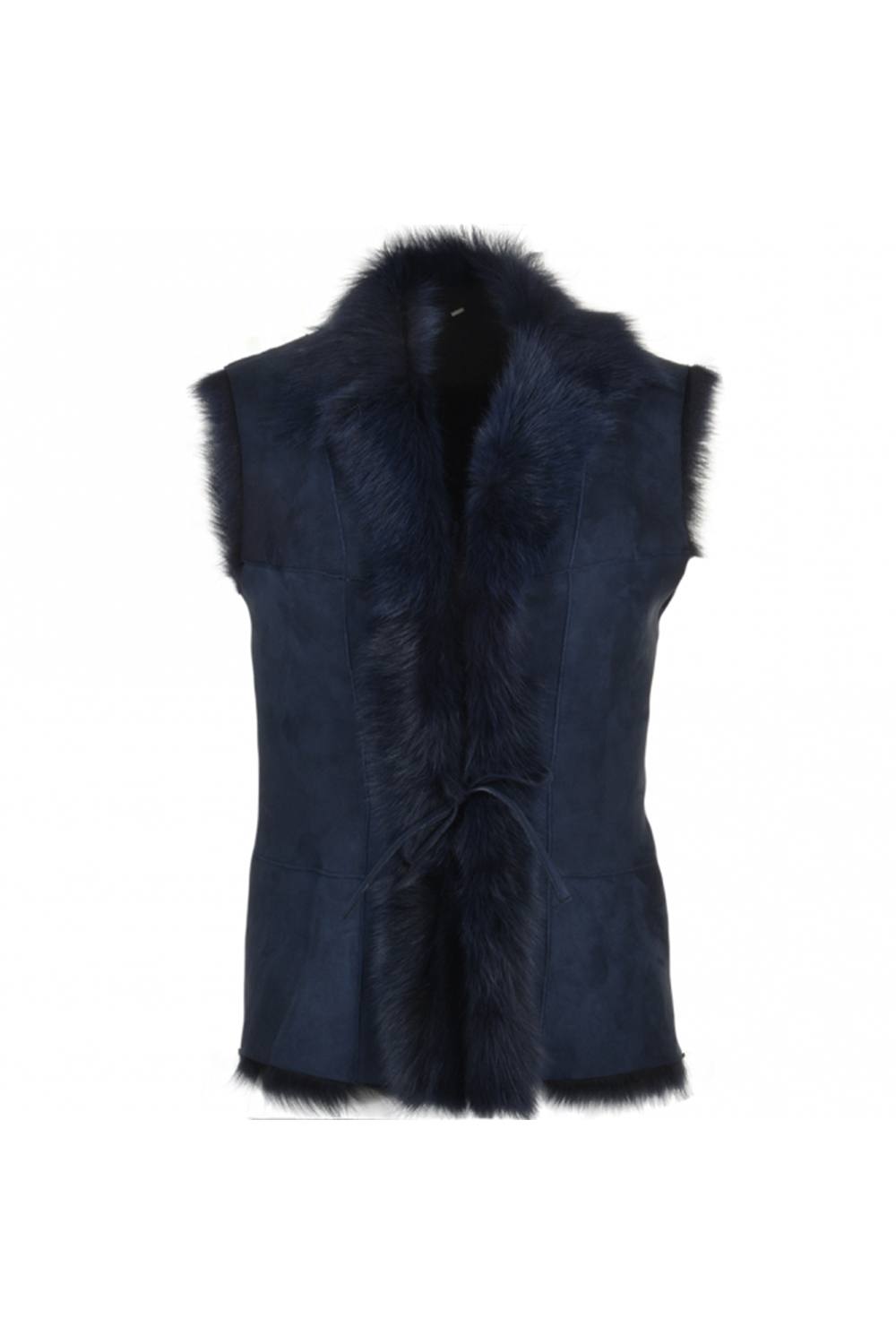 Ashwood Leather Women's 'Kashmina' Reversible Toscana Real Sheepskin Suede Leather Gilet in Dark Navy | Size: 18