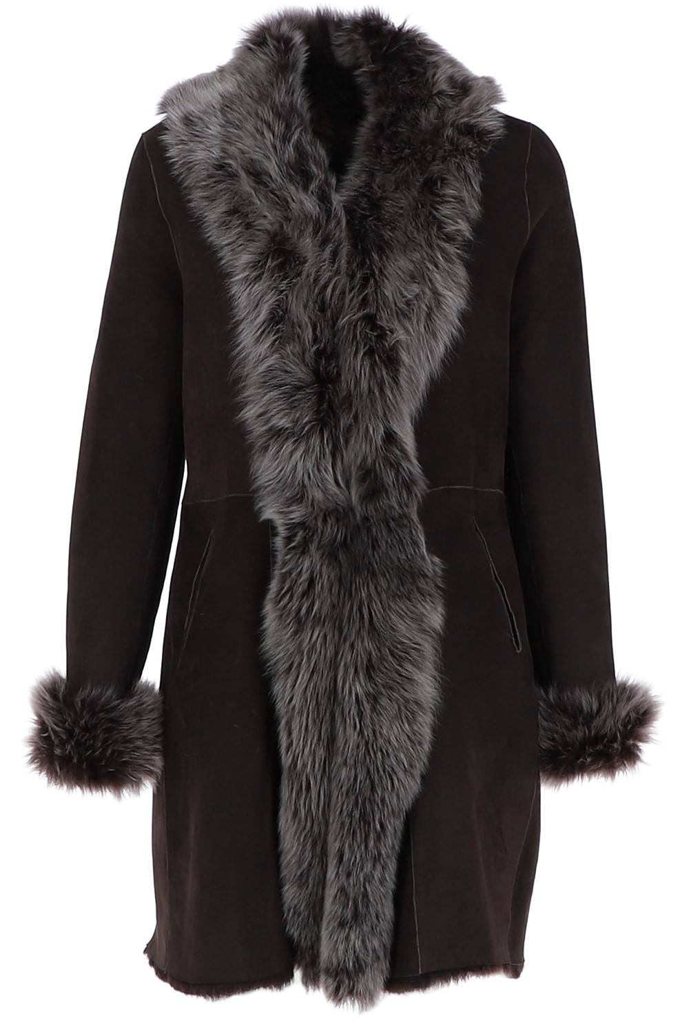 Ashwood Leather Women's Three Quarter Length Toscana Suede Leather Coat in Brown | Size: 14