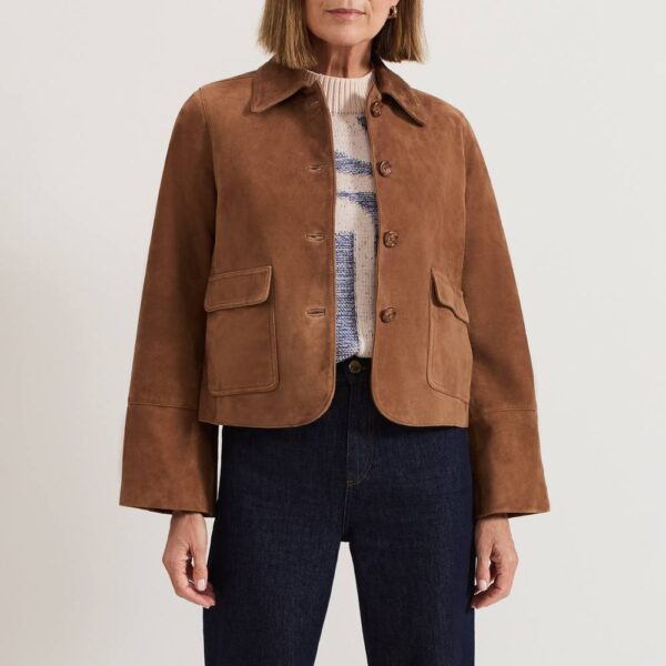Phase Eight Women's Indira Suede Jacket in Walnut | Size: 16
