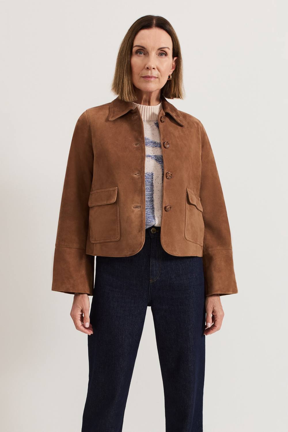 Phase Eight Women's Indira Suede Jacket in Walnut | Size: 16