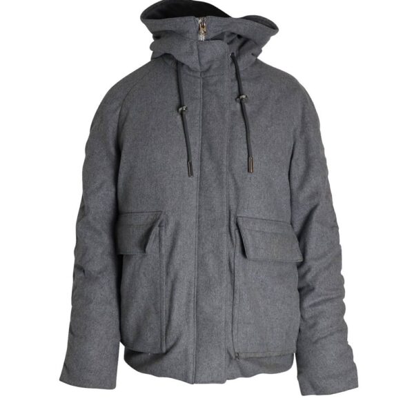 Acne Studios Women's Preloved Asa Puffed Hooded Winter Jacket in Grey Wool | Size: 34