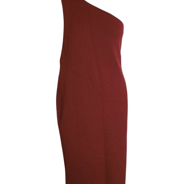 Bottega Veneta Women's Preloved One Shoulder Dress in Rust Viscose in Burgundy | Size: 36
