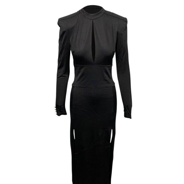 Balmain Women's Preloved Cut Out Dress with Side Slit in Black Viscose | Size: 34