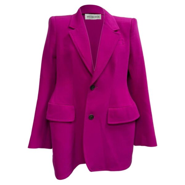 Balenciaga Women's Preloved Hourglass Single-Breasted Blazer in Pink Wool in Rose | Size: 38