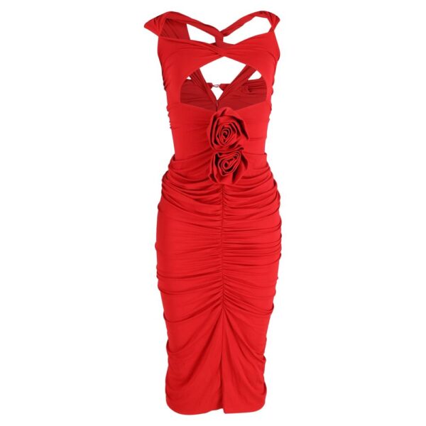Magda Butrym Women's Preloved Exclusive Gathered Cutout Midi Dress In Red Viscose | Size: Small