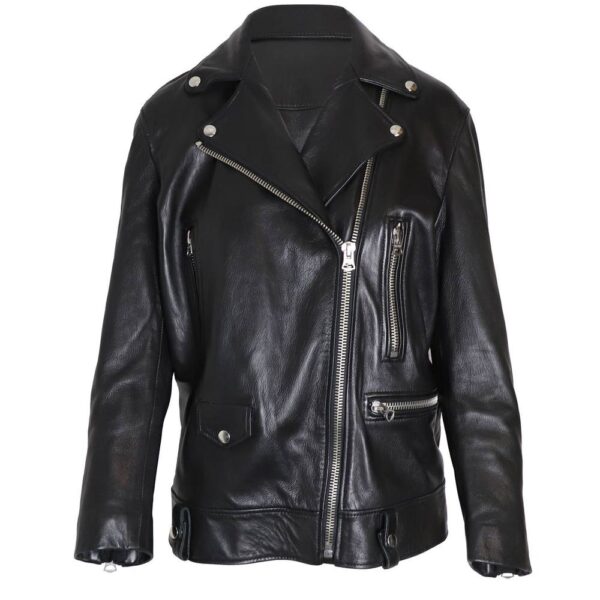 Acne Studios Women's Preloved Biker Jacket in Black Leather | Size: 34