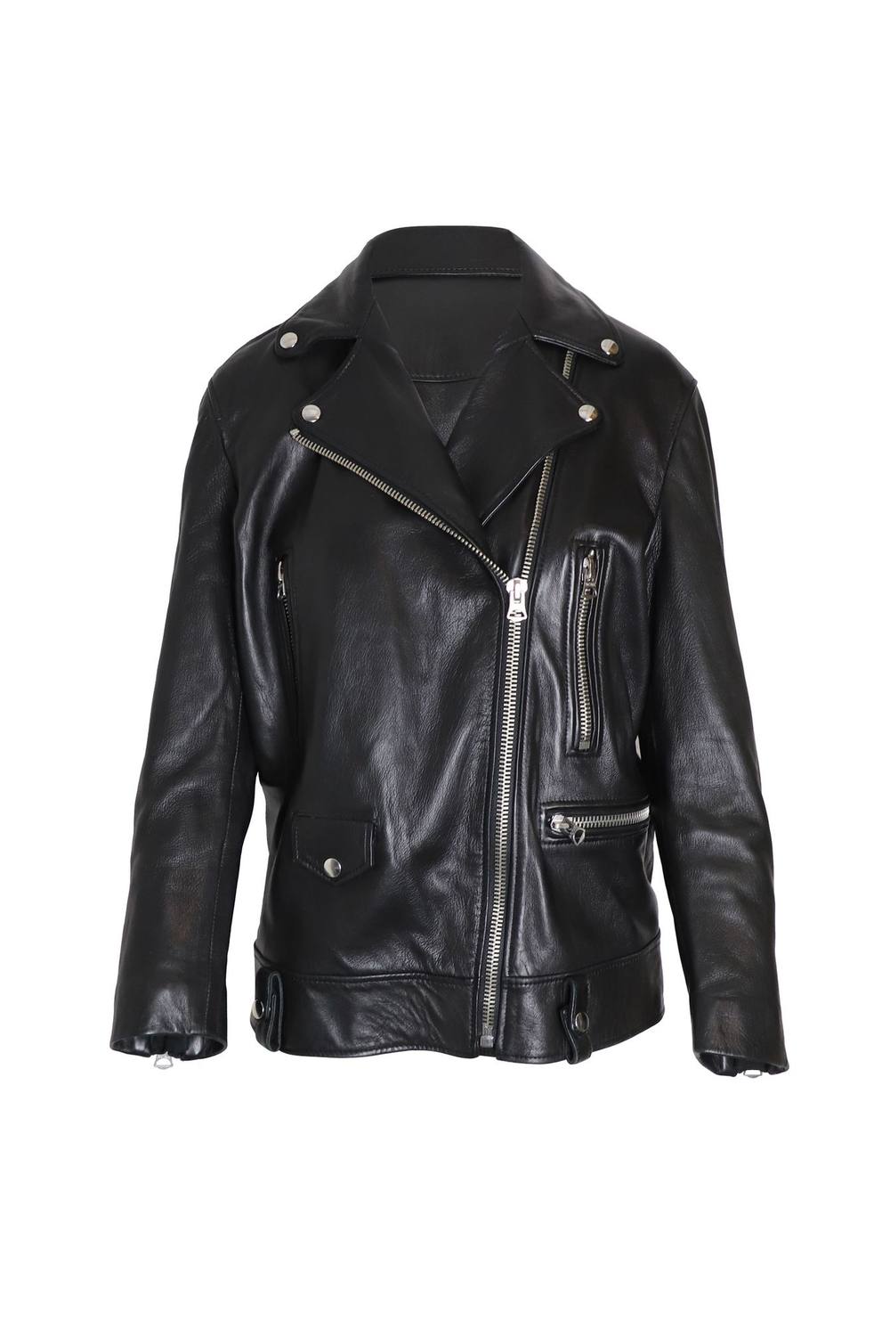 Acne Studios Women's Preloved Biker Jacket in Black Leather | Size: 34