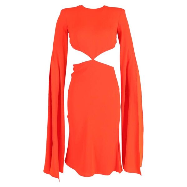 Alex Perry Women's Preloved Cape Effect Cutout Dress in Red Polyester | Size: 36