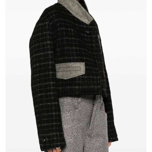 Etro Women's Plaid Cropped Jacket with Contrasting Accents in Black | Size: 40