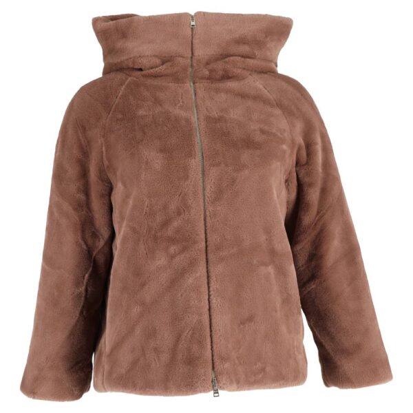 Herno Women's Preloved Faux Fur Hooded Jacket in Brown Polyester in Light Brown | Size: Small