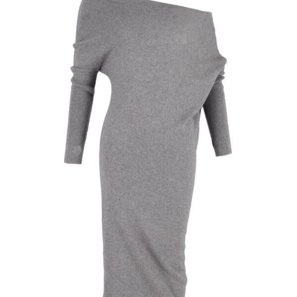 Tom Ford Women's Preloved Off-Shoulder Dress in Grey Cashmere | Size: Small