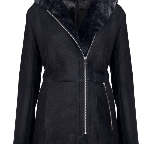 Infinity Leather Women's Hooded Merino Sheepskin Jacket-Mandalay in Black | Size: 16