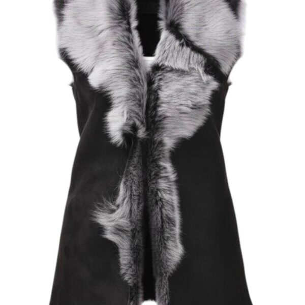 Infinity Leather Women's Toscana Sheepskin Long Gilet-Sorocaba in True Black | Size: 8