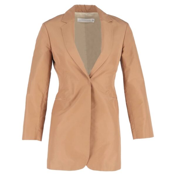 Victoria Beckham Women's Preloved Single-Breasted Blazer in Brown Cotton in Light Brown | Size: 34