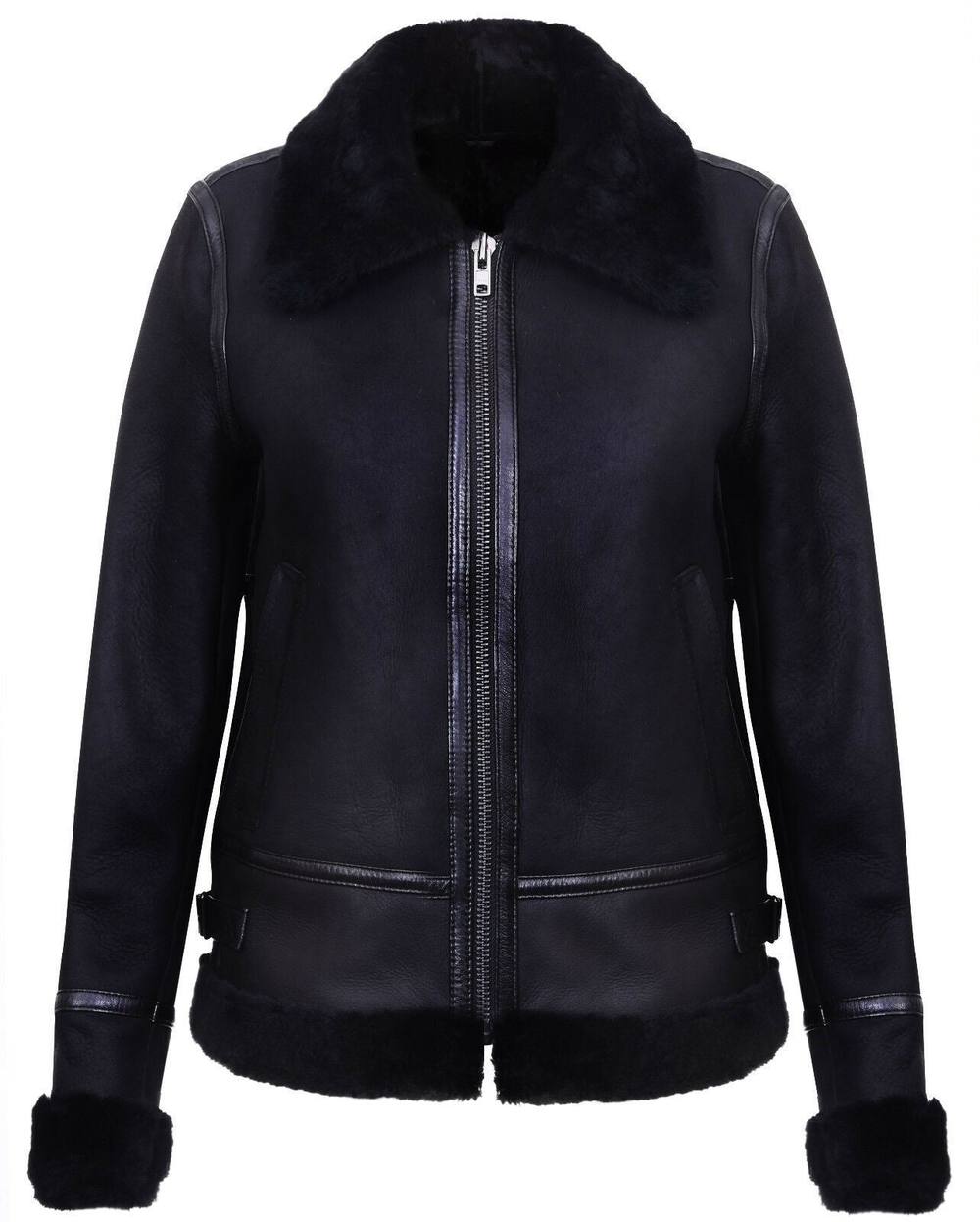 Infinity Leather Women's B3 Sheepskin Leather Jacket-Campinas in Black | Size: 12