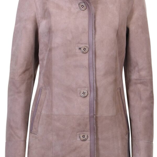 Infinity Leather Women's Suede Merino Sheepskin Parka Coat-Tripoli in Taupe | Size: 20