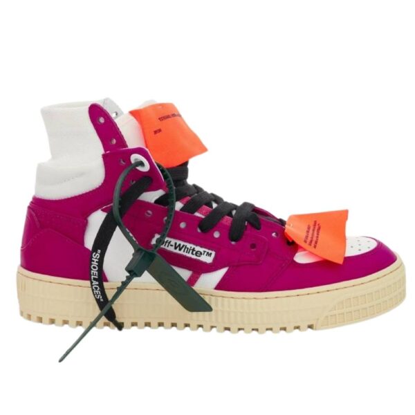Off-White Women's Off Court 3.0 Fuchsia High Top Leather Sneakers in Pink | Size: 5
