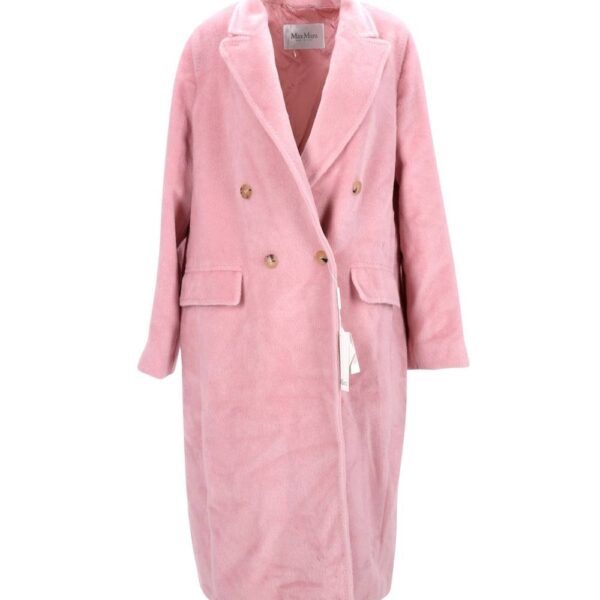 Max Mara Women's Preloved Zarda Double Breasted Coat in Pink Alpaca | Size: 46