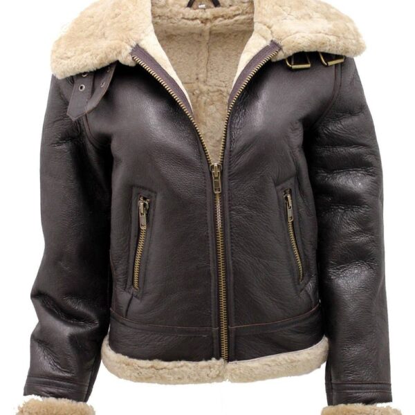 Infinity Leather Women's B3 Sheepskin Leather Flying Jacket-Kayseri in Brown | Size: 14