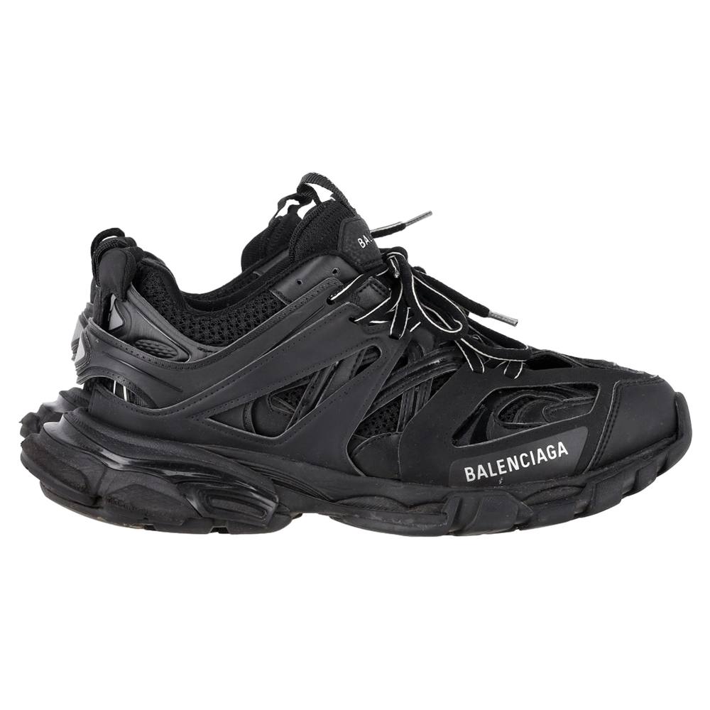 Balenciaga Women's Preloved Track Sneakers in Black Polyurethane | Size: 7