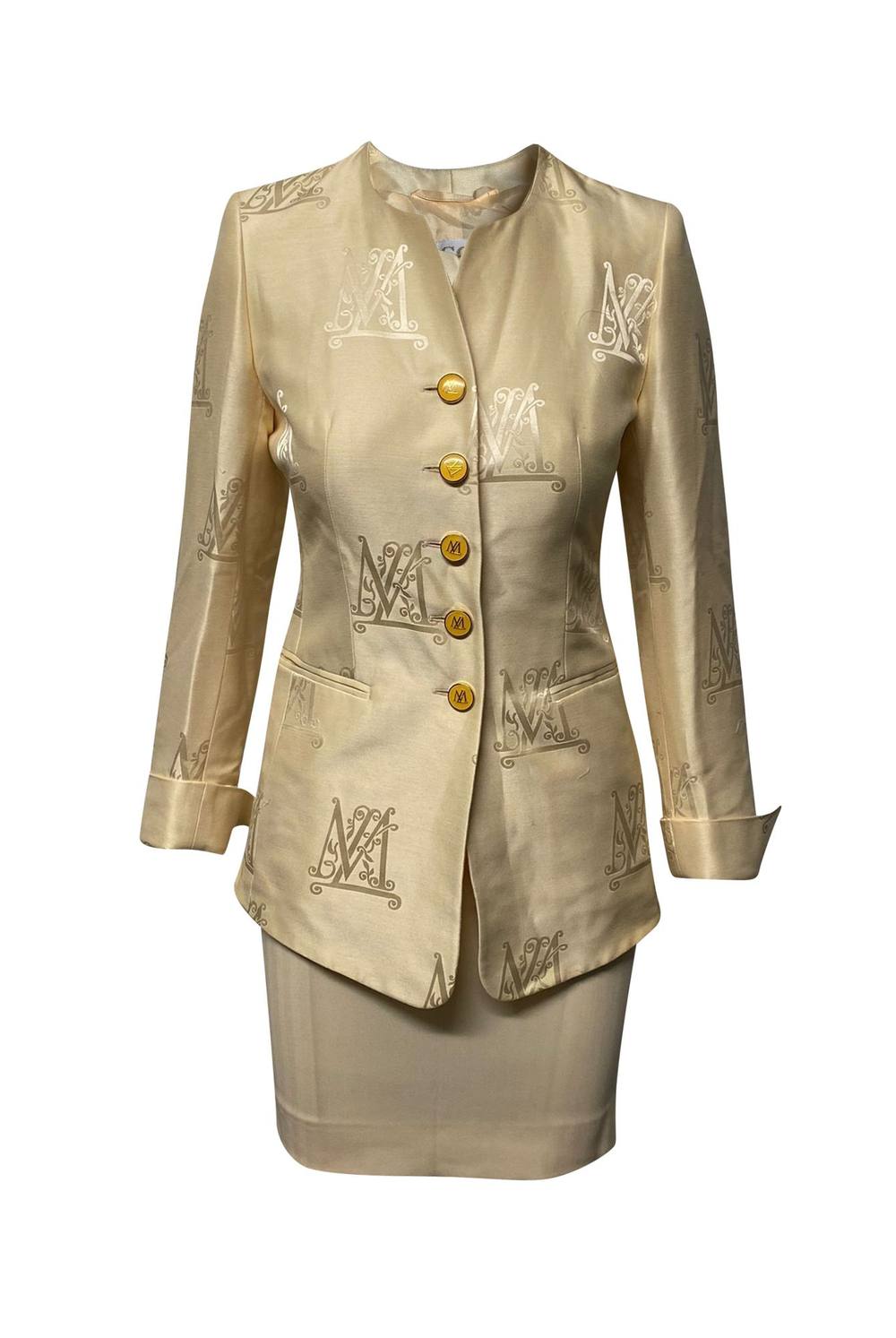 ESCADA Women's Preloved x Margaretha Ley Skirt Suit Set in Cream Cotton | Size: 32