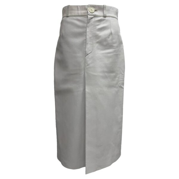 Balenciaga Women's Preloved High-Rise Midi Skirt in White Lamb Leather | Size: 38