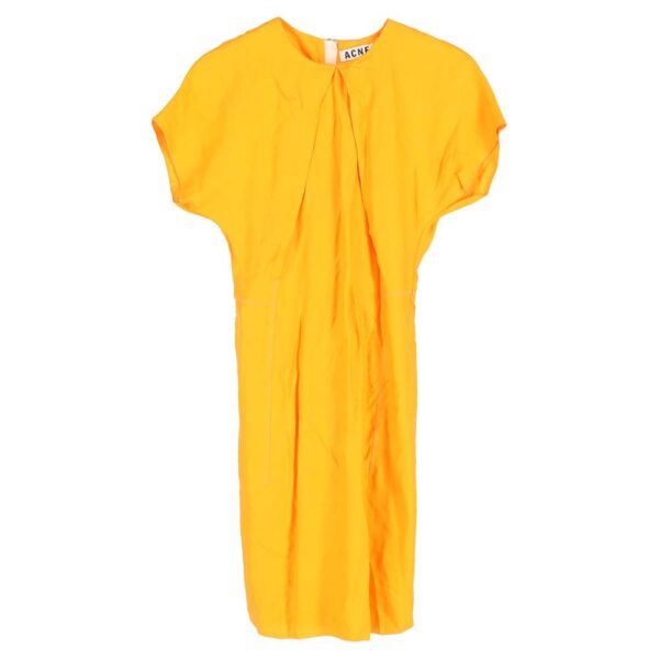 Acne Studios Women's Preloved Crewneck Knee-Length Shift Dress in Orange Viscose | Size: 36