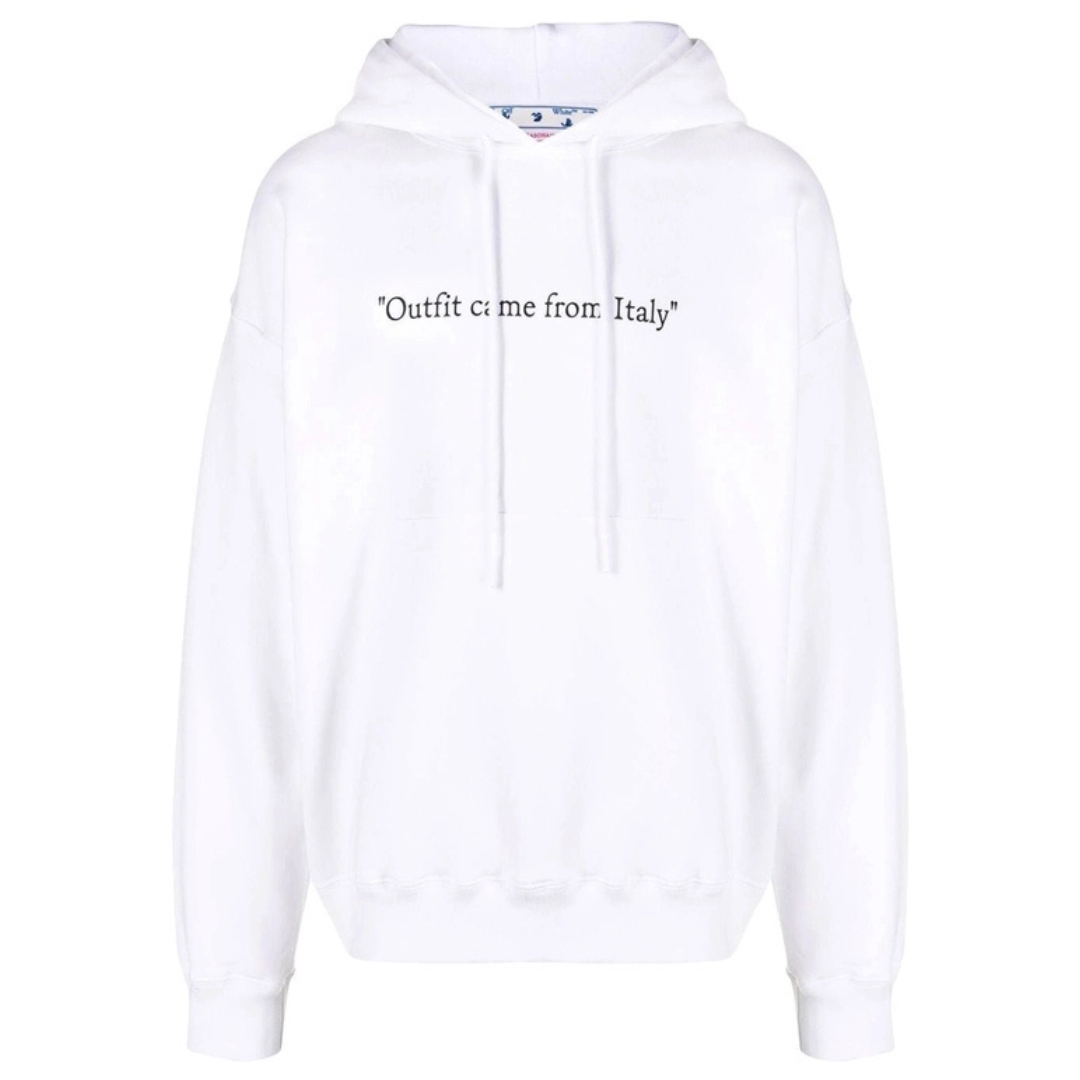 Off-White Mens From Italy Design White Skate Fit Hoodie - Size 2XL