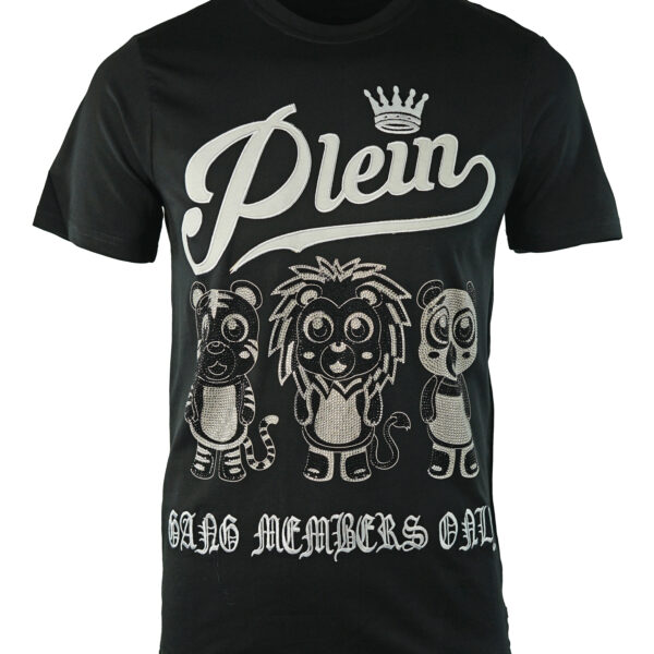 Philipp Plein Mens Gang MTK0096 02 T-Shirt - Black Cotton - Size Small