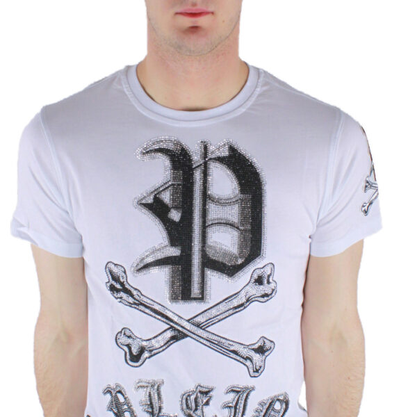 Plein Sport Mens Philipp Mint MTK0306 01 T-Shirt - White Cotton - Size Large