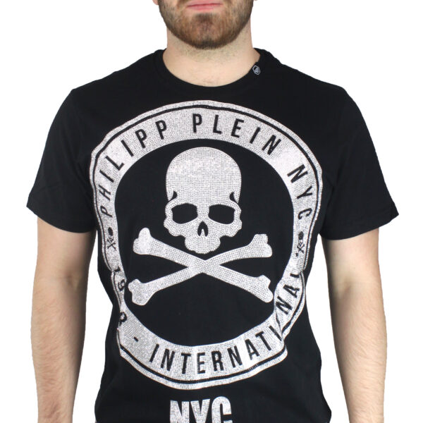 Plein Sport Mens Philipp MTK1246 Eddie 02 T-Shirt - Black Cotton - Size Small
